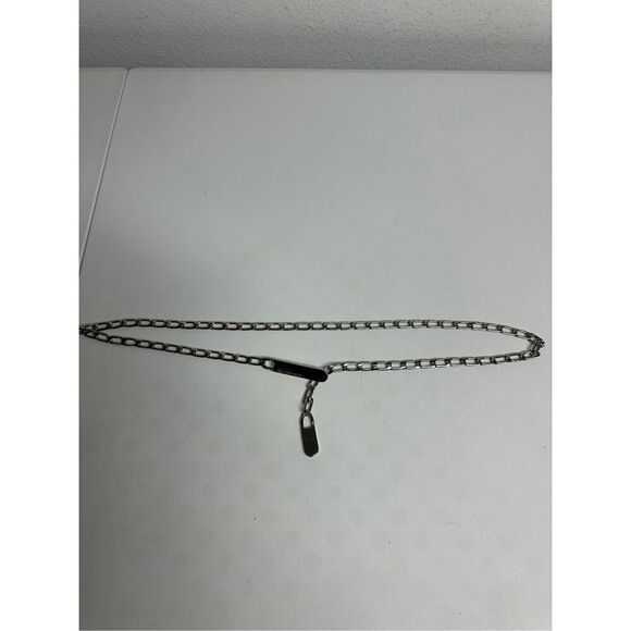 Vintage Calvin Klein Silver Tone Geometric Chain Belt One size Logo 33” *Notes - Picture 1 of 8